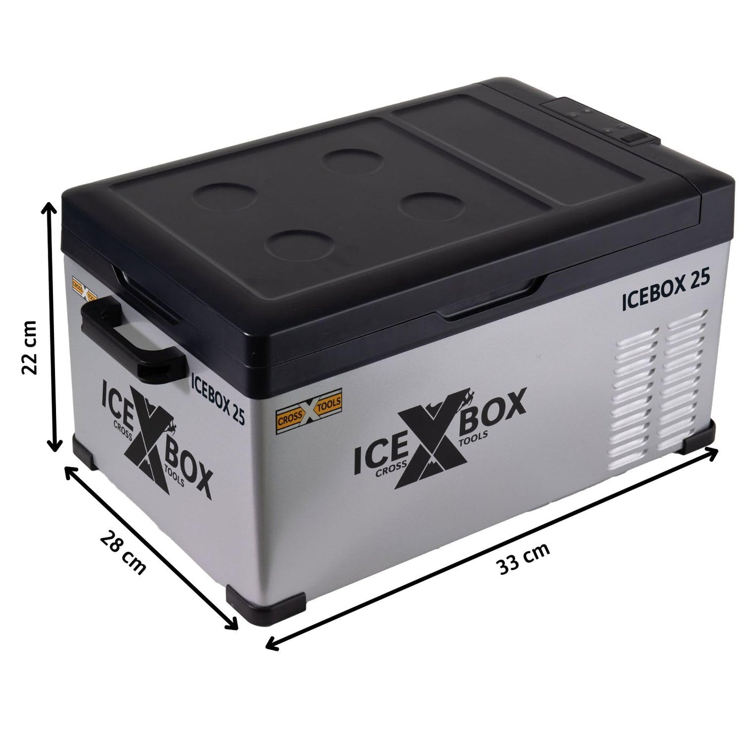 CROSS TOOLS ICEBOX 25 – Kompressor Kühlbox 22 L, bis -20 °C, mit App-Steuerung, 12/24 V & 230 V, tragbare Gefrierbox für Auto & Camping