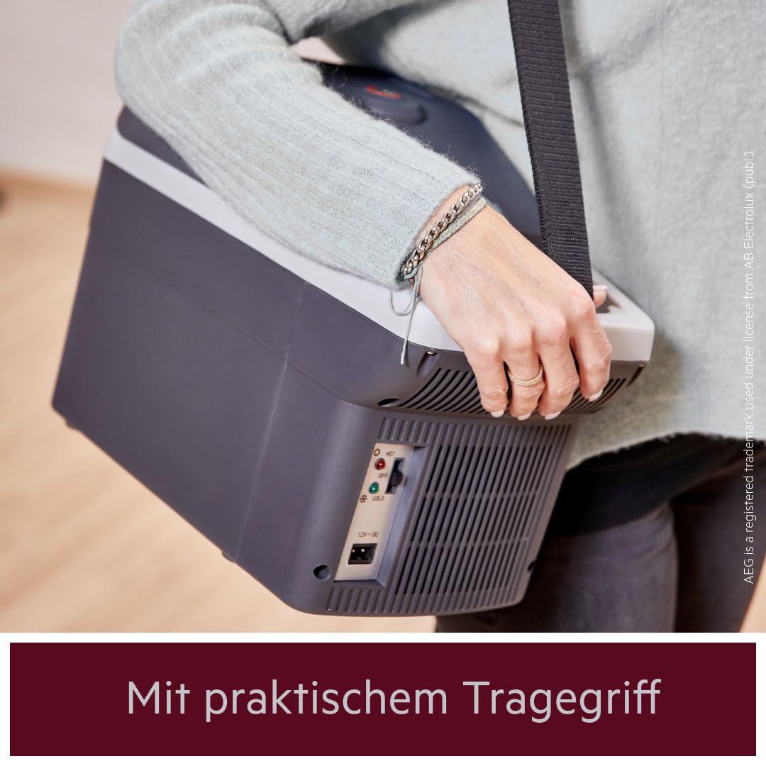AEG Automotive Board-Bar BK 16 Thermoelektrische Kühl- und Warmhaltebox 16 Liter, 12 Volt für Auto und Steckdose, anschnallbar im PKW