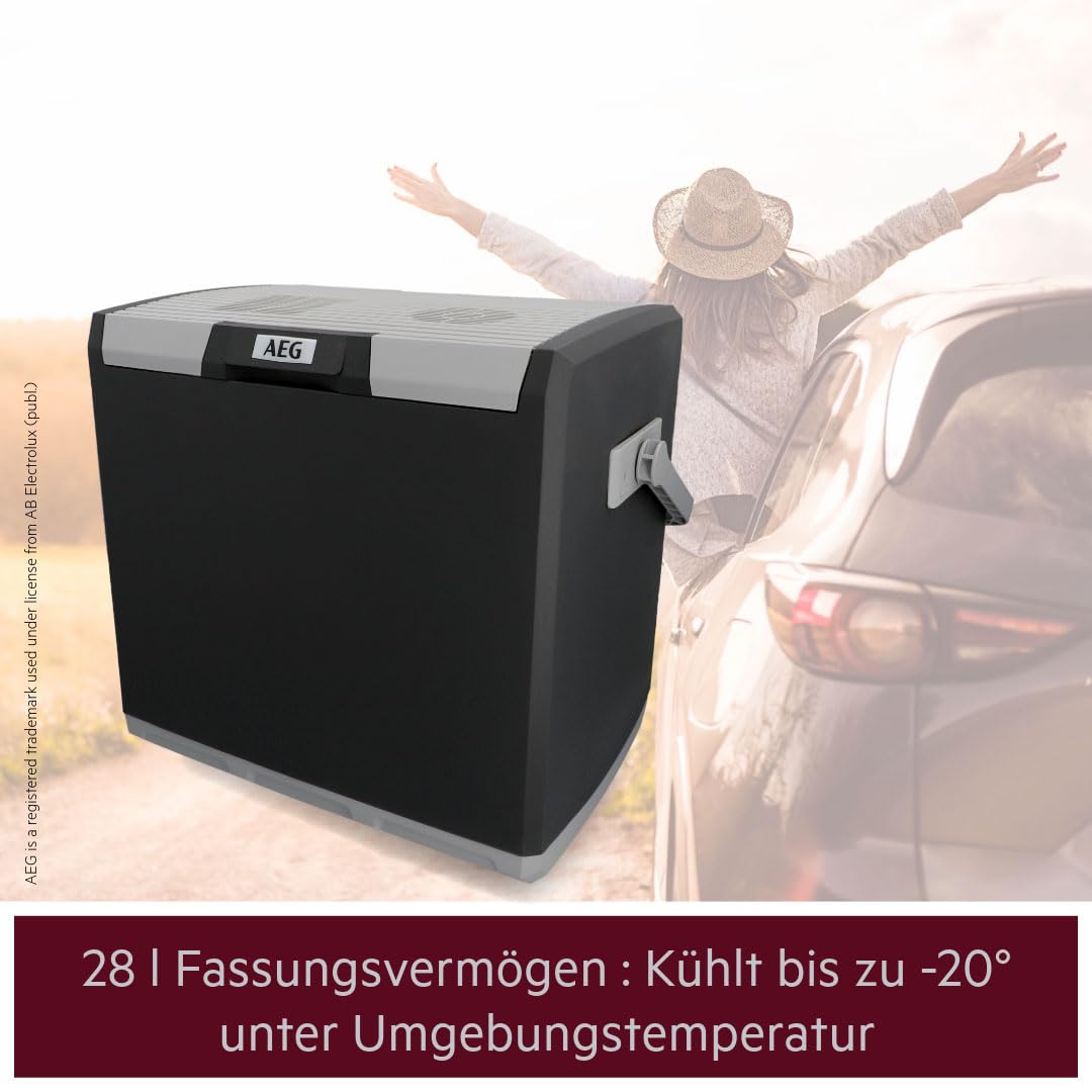 AEG Automotive Thermoelektrische Kühlbox KK 28 Liter, 12/230 Volt für Auto und Steckdose, schwarz