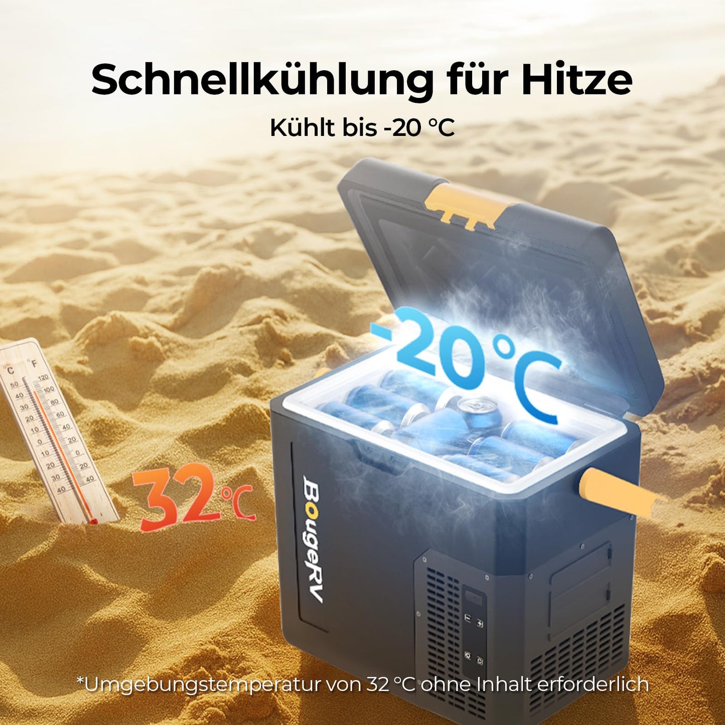 BougeRV CRH Kompressor Kühlbox 18 L – Mit 173Wh Akku, App-Steuerung, 12/230 V, tragbar, -20 °C bis 20 °C für Camping, Reisen & Boot