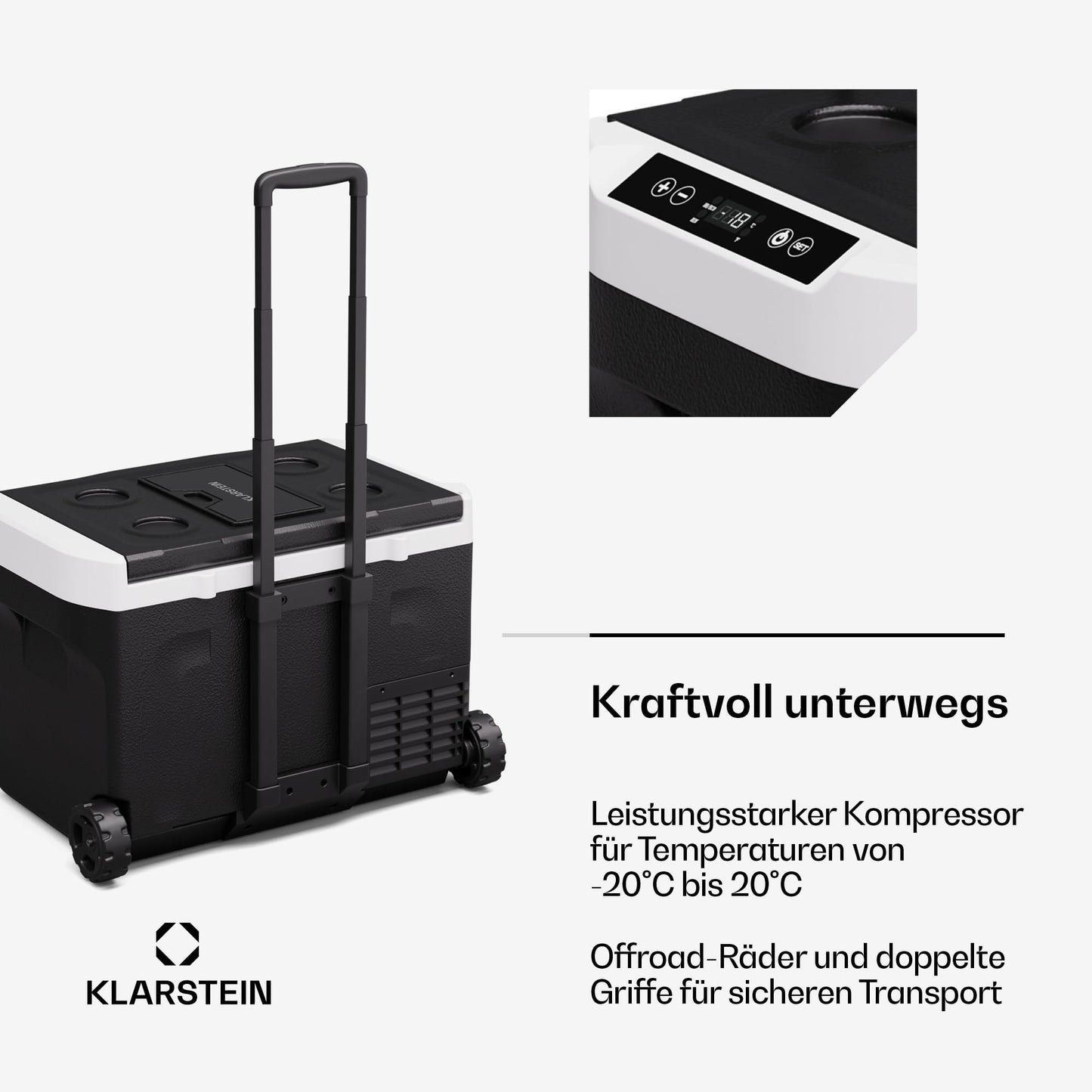 Klarstein PolarForce Kühlbox 30 L – Tragbare Kompressor-Gefrierbox mit LCD, -20 °C bis 20 °C, 12 V/230 V & ECO-Modus, ideal für Camping
