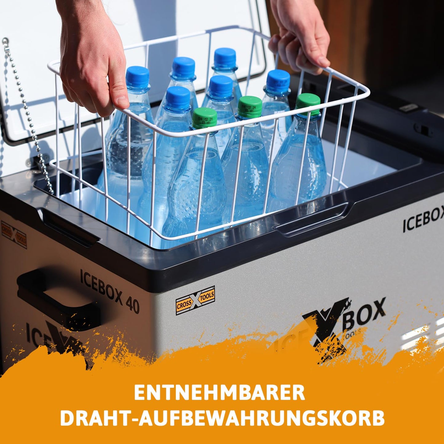 CROSS TOOLS ICEBOX 25 – Kompressor Kühlbox 22 L, bis -20 °C, mit App-Steuerung, 12/24 V & 230 V, tragbare Gefrierbox für Auto & Camping