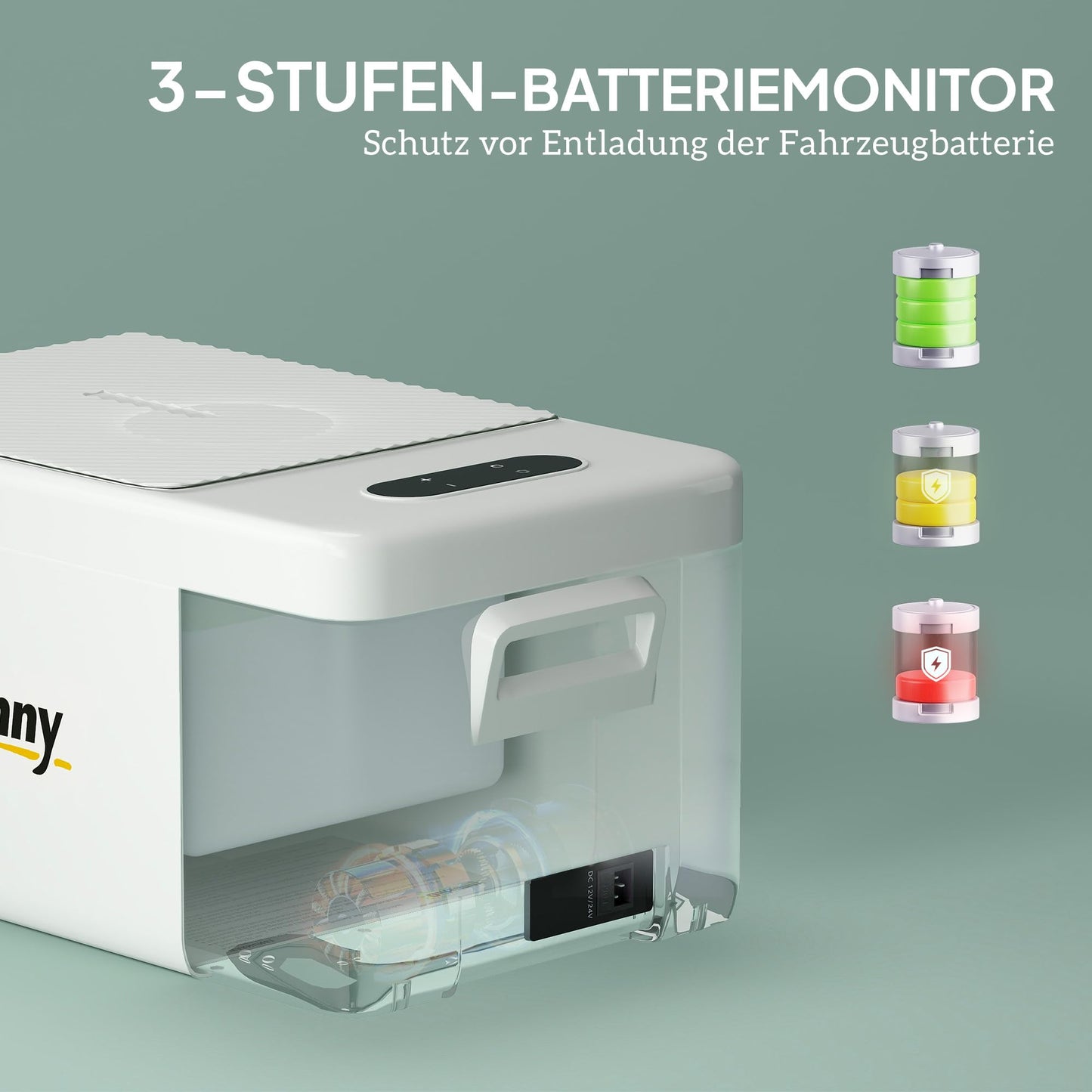 Outsunny Kompressor Kühlbox 16,8 L – Elektrisch, bis -20 °C, leise mit LED & ECO-Modus, 12/230 V Mini-Gefrierbox für Auto, Boot & Reisen, cremeweiß