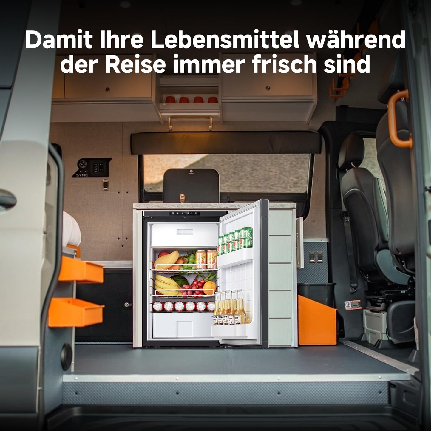AAOBOSI Kompressor Kühlbox 83 L – Mit App-Steuerung, 12/24 V, bis -20 °C, elektrische Kühlbox mit LED für Auto, Wohnwagen, Camping & Reisen