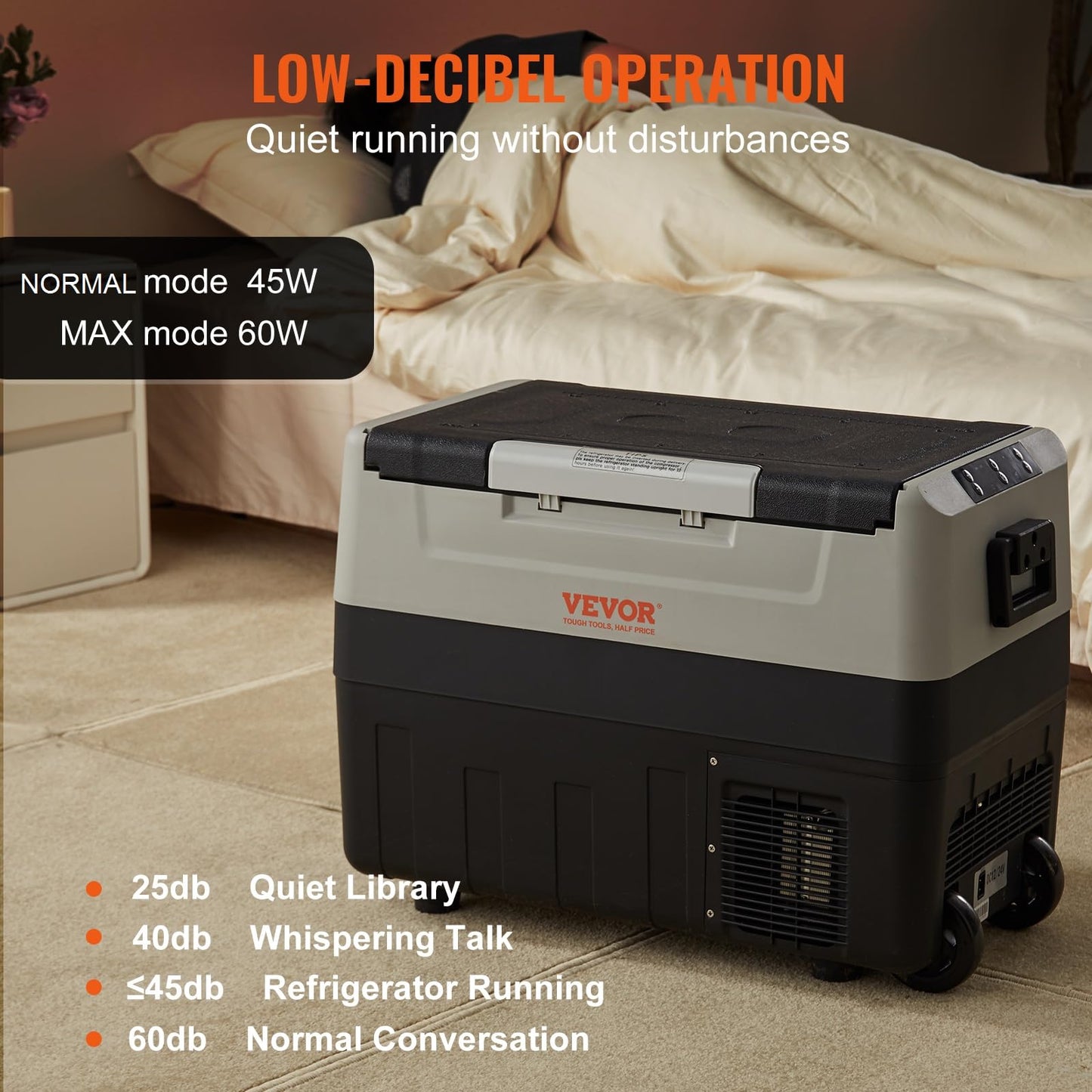 VEVOR Kompressor Kühlbox 55 L – Tragbar mit Griff & Rollen, Dual-Zone, -20 °C bis 10 °C, 12/24 V & 230 V, für Auto, LKW, Boot & Camping