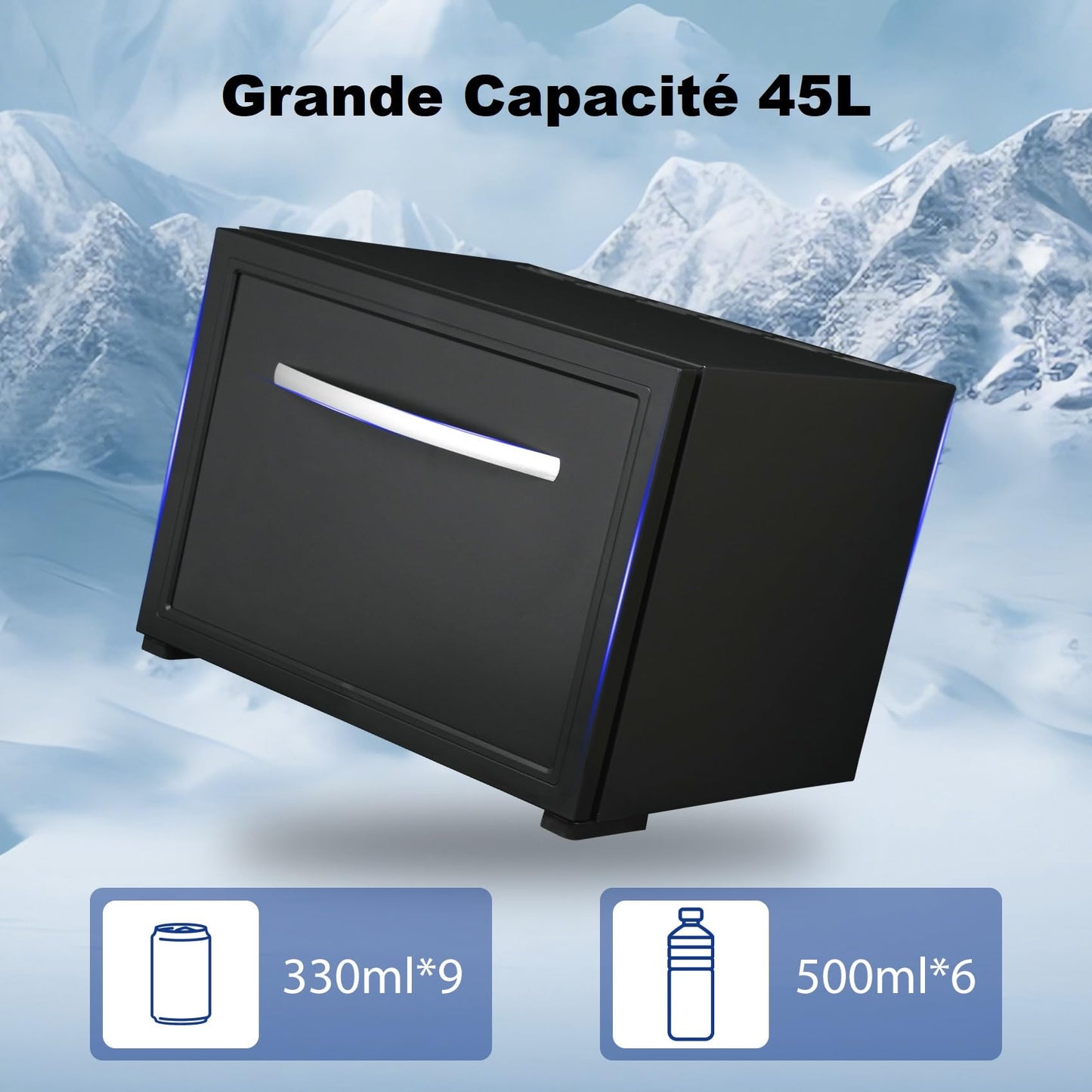 Smad Schubladen-Kühlbox 45 L – Absorber-Kühlschrank 12 V/230 V, 0–15 °C, elektrische Camping-Kühlbox für Auto, LKW, Boot & Reisemobil, schwarz