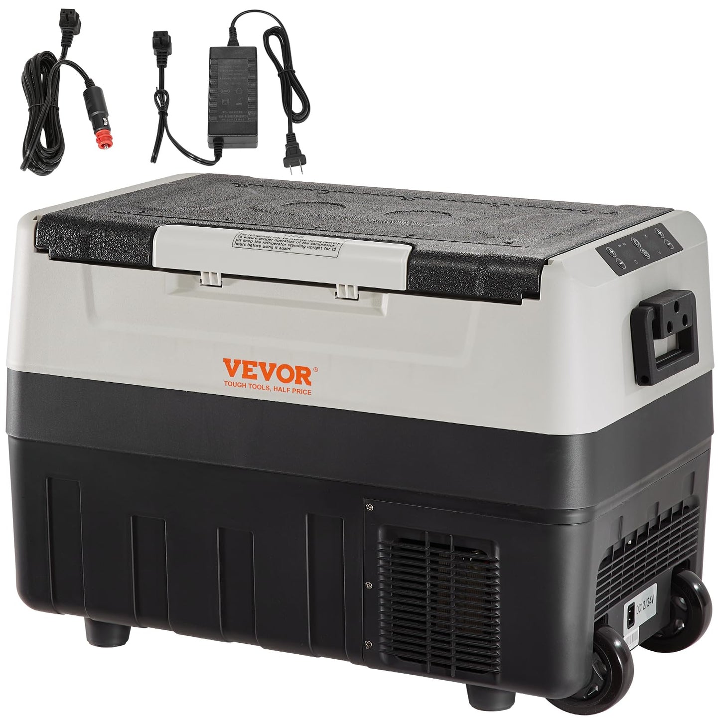VEVOR Kompressor Kühlbox 55 L – Tragbar mit Griff & Rollen, Dual-Zone, -20 °C bis 10 °C, 12/24 V & 230 V, für Auto, LKW, Boot & Camping