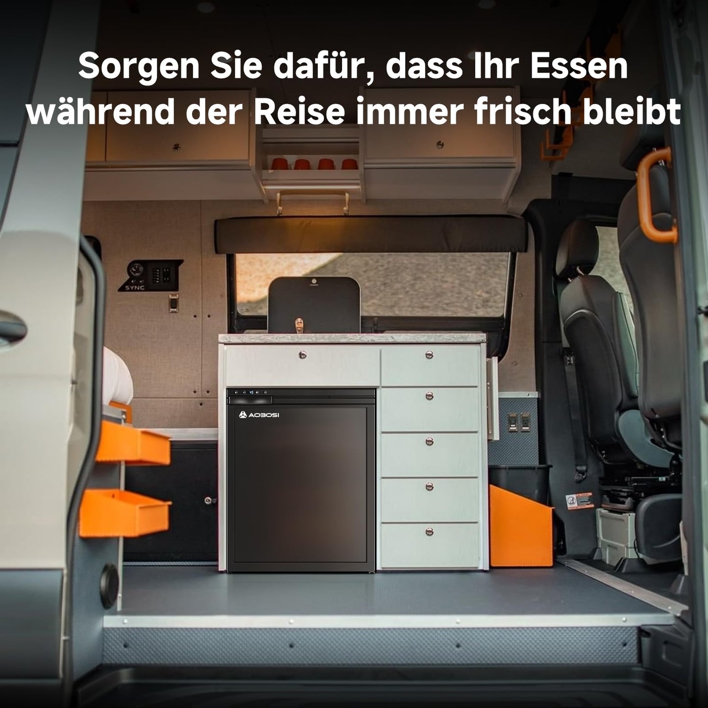 AAOBOSI Kompressor Kühlbox 65 L – Mit App-Steuerung, 12/24 V, bis -20 °C, elektrische Kühlbox mit LED für Auto, Wohnwagen, Camping & Reisen