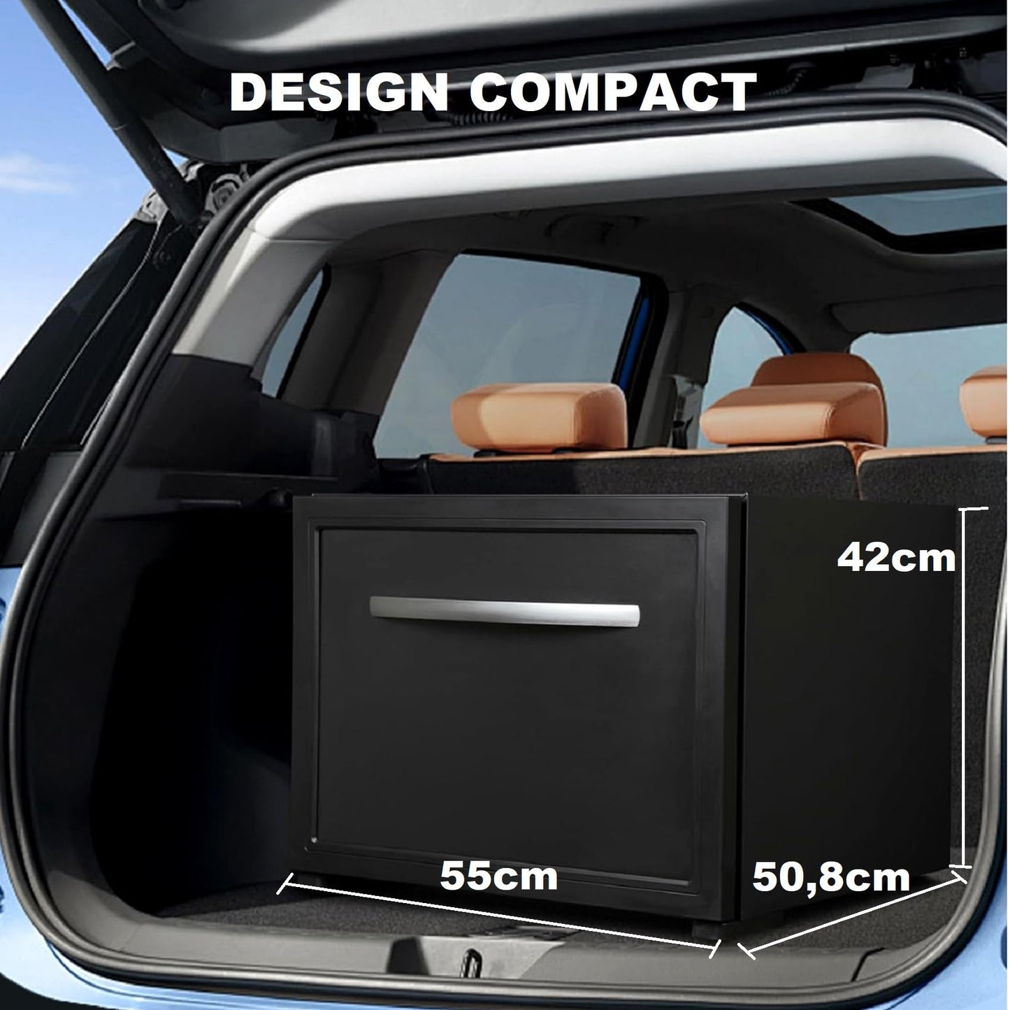 Smad Schubladen-Kühlbox 45 L – Absorber-Kühlschrank 12 V/230 V, 0–15 °C, elektrische Camping-Kühlbox für Auto, LKW, Boot & Reisemobil, schwarz