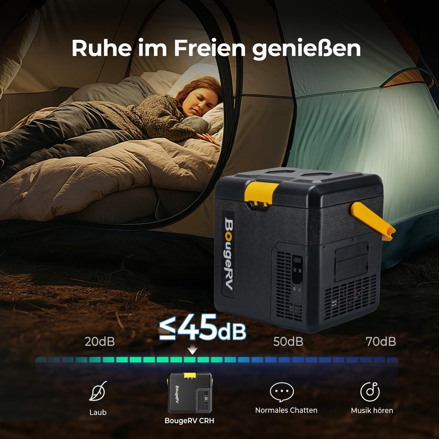 BougeRV CRH Kompressor Kühlbox 18 L – Mit 173Wh Akku, App-Steuerung, 12/230 V, tragbar, -20 °C bis 20 °C für Camping, Reisen & Boot