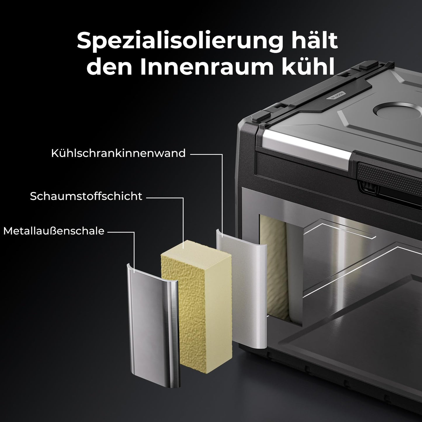 BougeRV Rocky2 Kompressor Kühlbox 39 L – Mit 173Wh Akku, Dual Zone, 12/24 V & 230 V, Solaraufladung, bis -20 °C, für Auto, Camping & Reisen