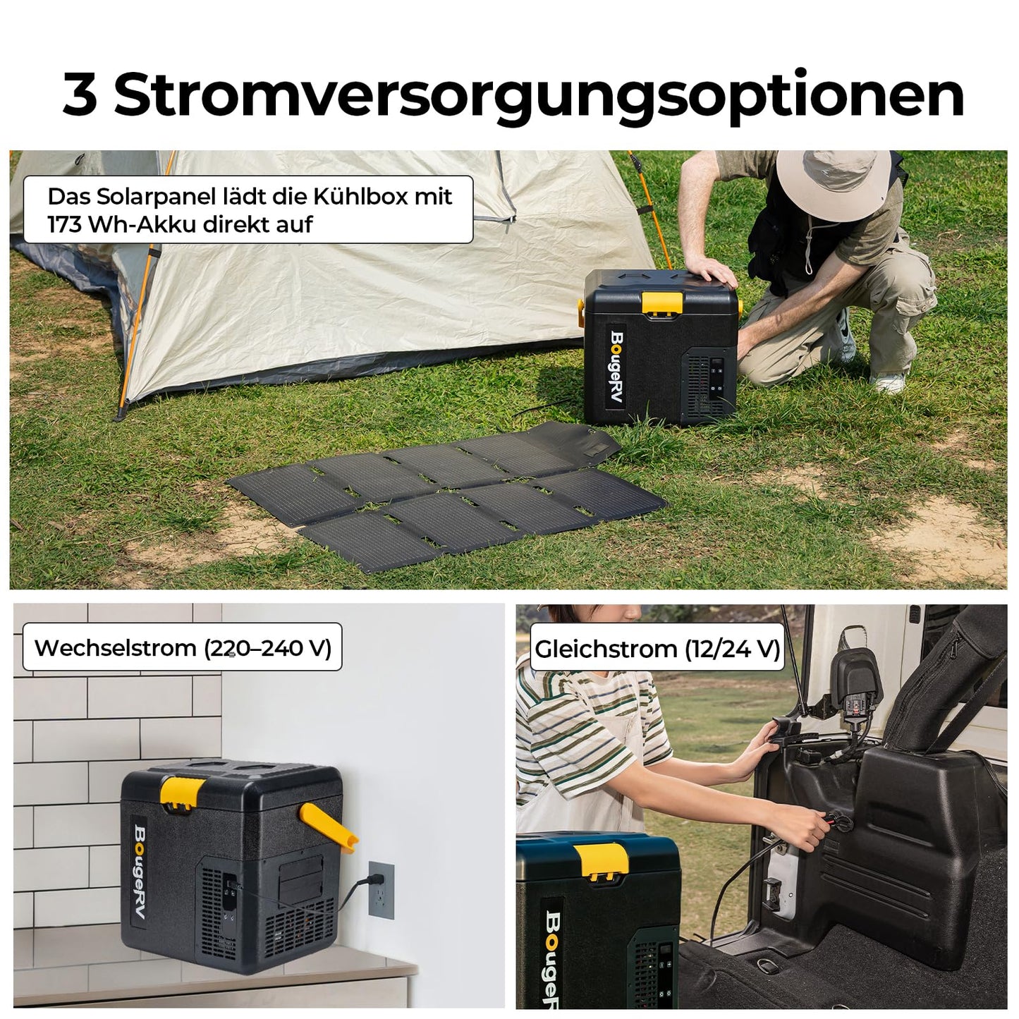 BougeRV CRH Kompressor Kühlbox 18 L – Mit 173Wh Akku, App-Steuerung, 12/230 V, tragbar, -20 °C bis 20 °C für Camping, Reisen & Boot