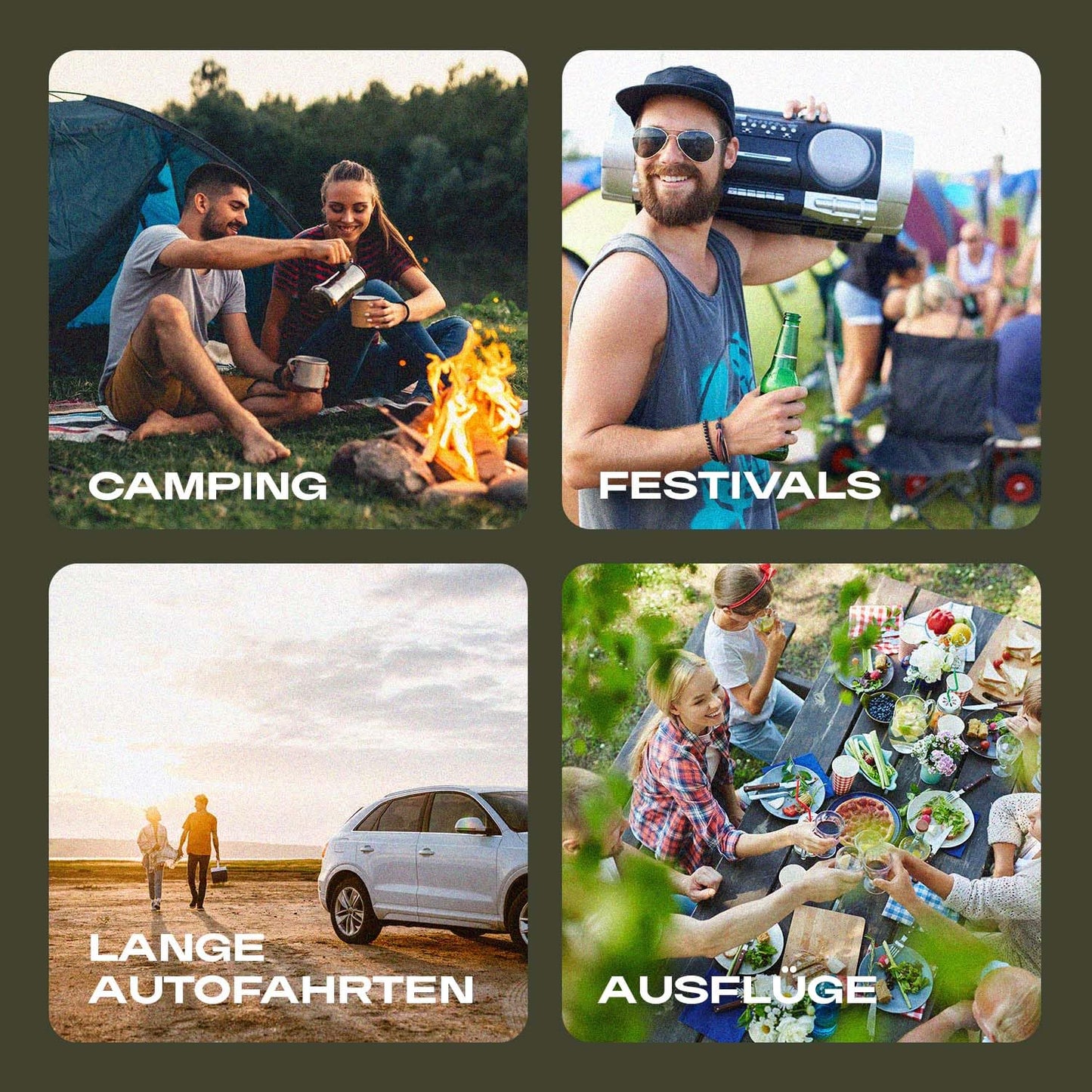 PLUG IN FESTIVALS Kompressor Kühlbox 40 L – Elektrische Gefrierbox bis -20 °C, 12 V/230 V, tragbarer Camping-Kühlschrank & Auto-Kühlbox