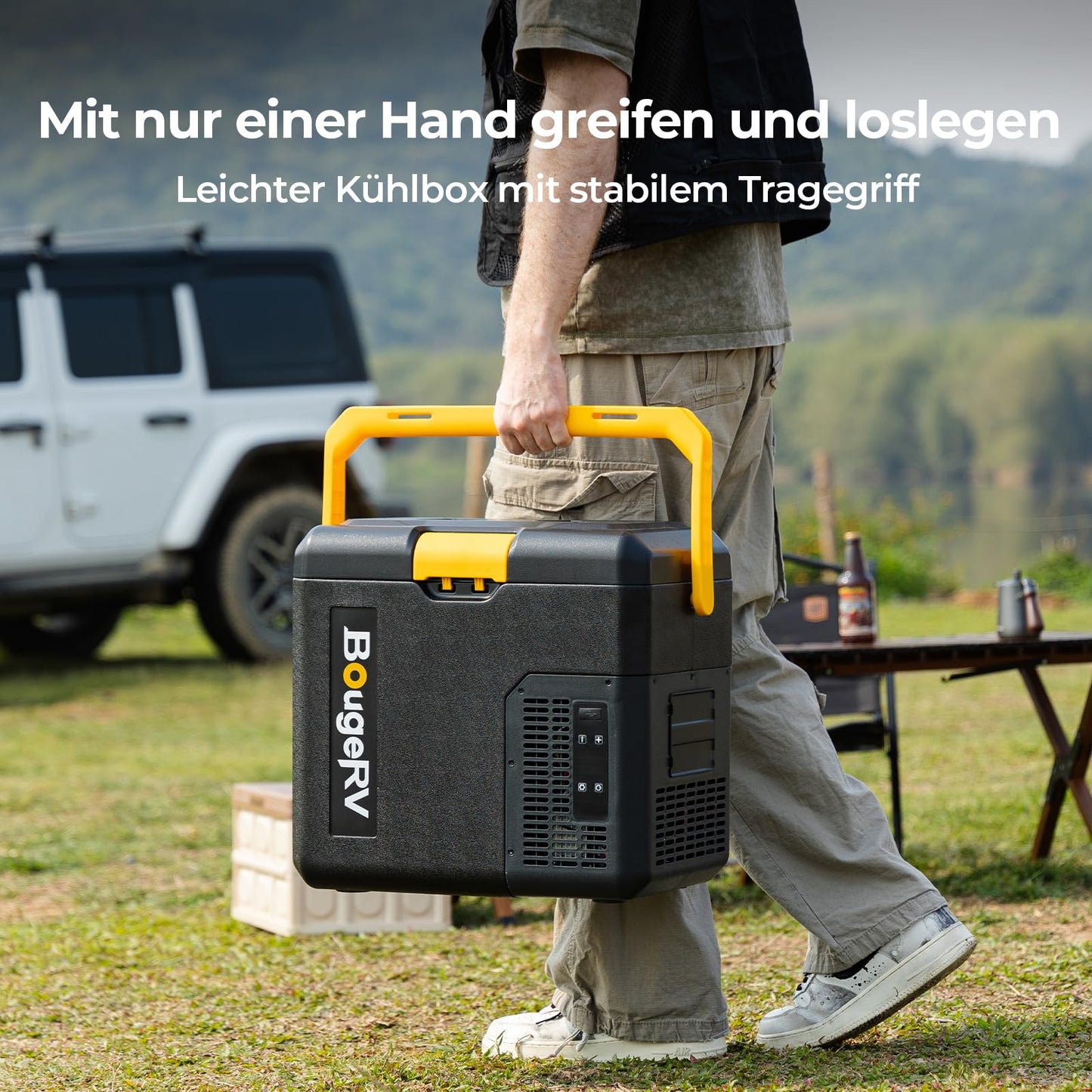BougeRV CRH Kompressor Kühlbox 18 L – Mit 173Wh Akku, App-Steuerung, 12/230 V, tragbar, -20 °C bis 20 °C für Camping, Reisen & Boot