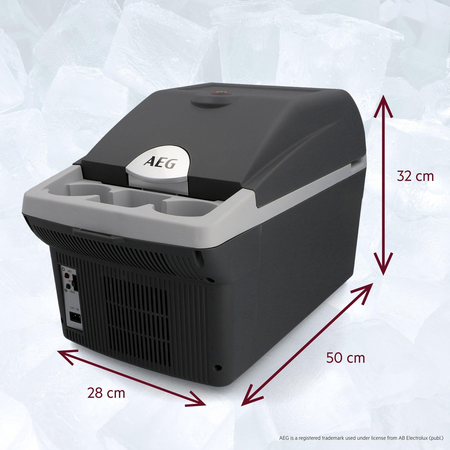 AEG Automotive Board-Bar BK 16 Thermoelektrische Kühl- und Warmhaltebox 16 Liter, 12 Volt für Auto und Steckdose, anschnallbar im PKW