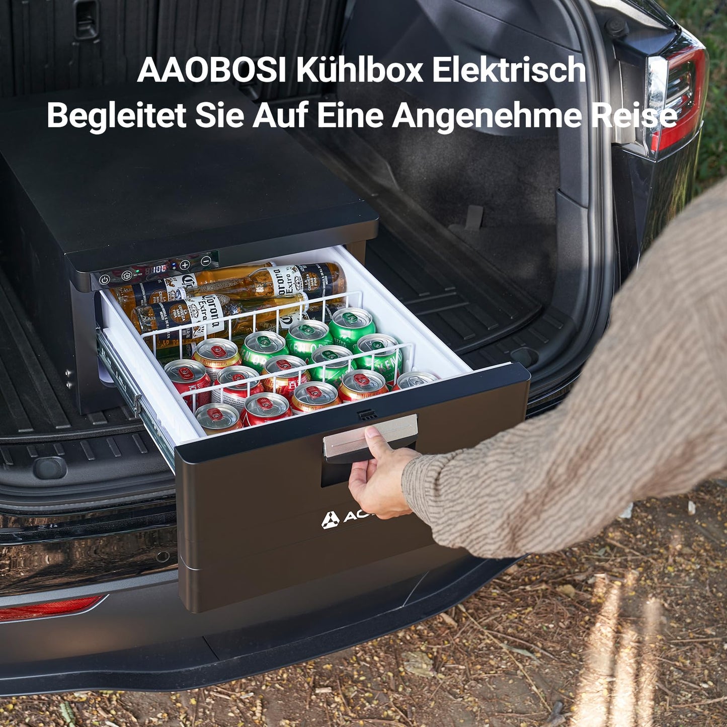 AAOBOSI Kompressor Kühlbox 31 L – Schubladen-Kühlbox mit APP-Steuerung, 12/24 V, bis -20 °C, für Auto, LKW, Boot, Camping & Steckdose
