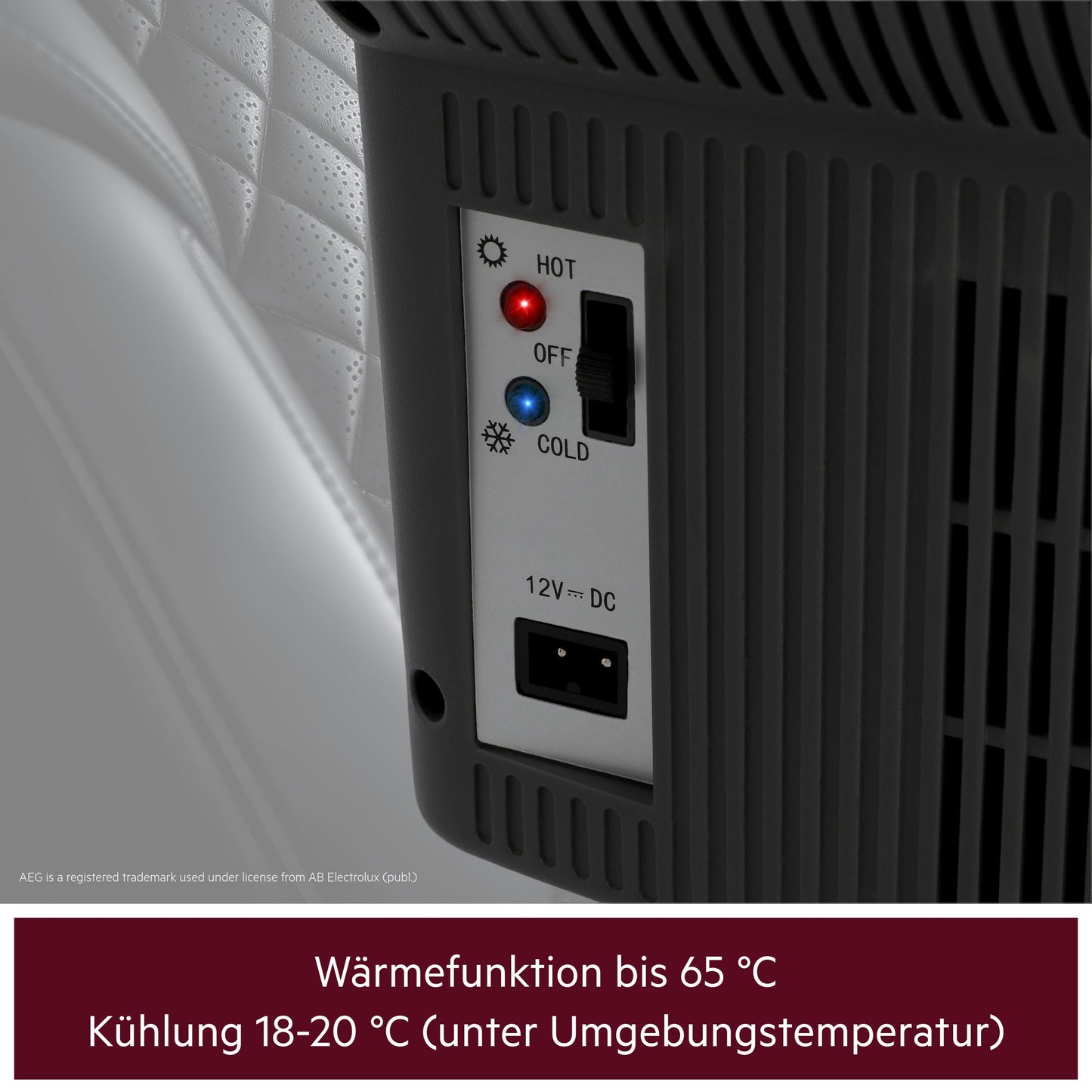 AEG Automotive Board-Bar BK 16 Thermoelektrische Kühl- und Warmhaltebox 16 Liter, 12 Volt für Auto und Steckdose, anschnallbar im PKW