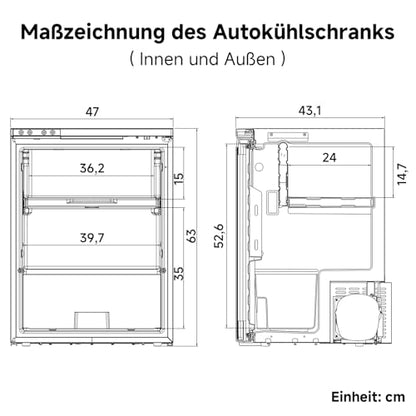 AAOBOSI Kompressor Kühlbox 65 L – Mit App-Steuerung, 12/24 V, bis -20 °C, elektrische Kühlbox mit LED für Auto, Wohnwagen, Camping & Reisen