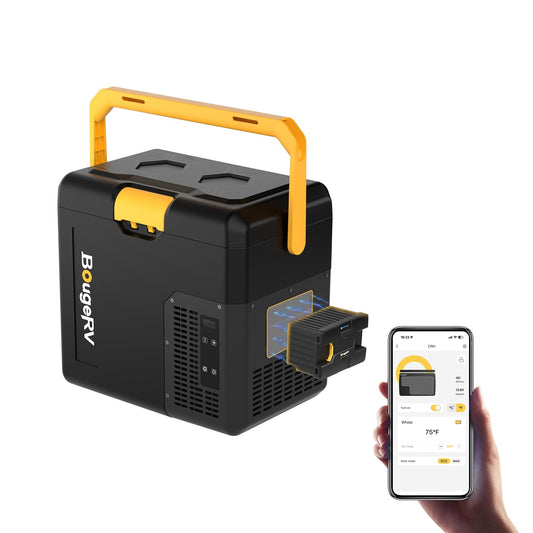 BougeRV CRH Kompressor Kühlbox 18 L – Mit 173Wh Akku, App-Steuerung, 12/230 V, tragbar, -20 °C bis 20 °C für Camping, Reisen & Boot