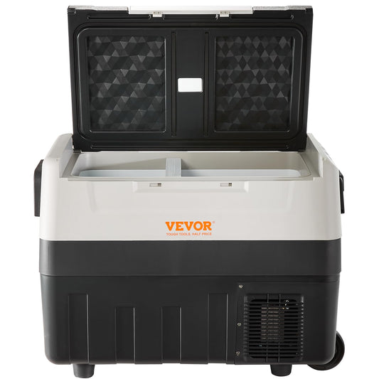 VEVOR Kompressor Kühlbox 55 L – Tragbar mit Griff & Rollen, Dual-Zone, -20 °C bis 10 °C, 12/24 V & 230 V, für Auto, LKW, Boot & Camping