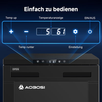 AAOBOSI Kompressor Kühlbox 83 L – Mit App-Steuerung, 12/24 V, bis -20 °C, elektrische Kühlbox mit LED für Auto, Wohnwagen, Camping & Reisen