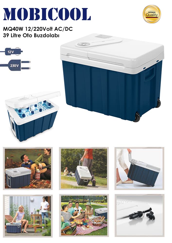 Mobicool MQ40W Kühlbox mit Rollen | Elektrisch | 39 L | 12V, 230V | für Auto, Boot, Reisemobil und Steckdose