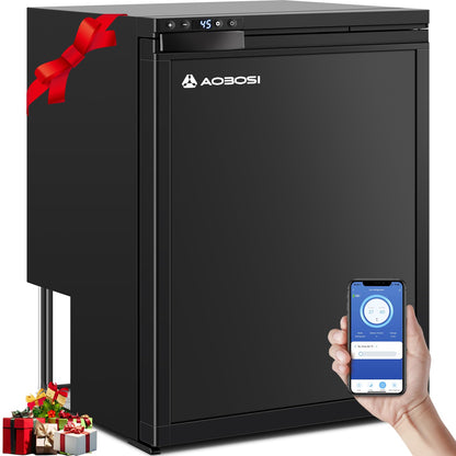 AAOBOSI Kompressor Kühlbox 65 L – Mit App-Steuerung, 12/24 V, bis -20 °C, elektrische Kühlbox mit LED für Auto, Wohnwagen, Camping & Reisen