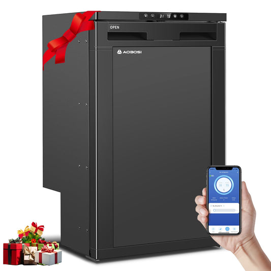 AAOBOSI Kompressor Kühlbox 83 L – Mit App-Steuerung, 12/24 V, bis -20 °C, elektrische Kühlbox mit LED für Auto, Wohnwagen, Camping & Reisen