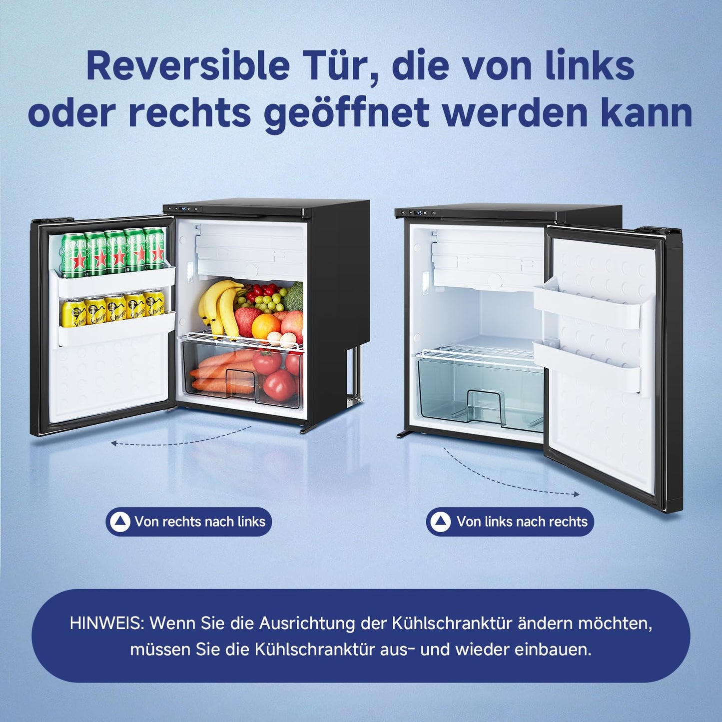 AAOBOSI Kompressor Kühlbox 65 L – Mit App-Steuerung, 12/24 V, bis -20 °C, elektrische Kühlbox mit LED für Auto, Wohnwagen, Camping & Reisen