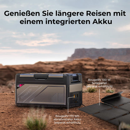 BougeRV Rocky2 Kompressor Kühlbox 39 L – Mit 173Wh Akku, Dual Zone, 12/24 V & 230 V, Solaraufladung, bis -20 °C, für Auto, Camping & Reisen