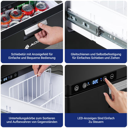 AAOBOSI Kompressor Kühlbox 31 L – Schubladen-Kühlbox mit APP-Steuerung, 12/24 V, bis -20 °C, für Auto, LKW, Boot, Camping & Steckdose