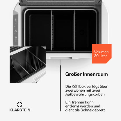 Klarstein PolarForce Kühlbox 30 L – Tragbare Kompressor-Gefrierbox mit LCD, -20 °C bis 20 °C, 12 V/230 V & ECO-Modus, ideal für Camping