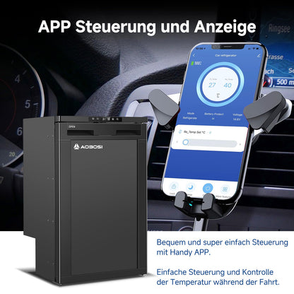 AAOBOSI Kompressor Kühlbox 83 L – Mit App-Steuerung, 12/24 V, bis -20 °C, elektrische Kühlbox mit LED für Auto, Wohnwagen, Camping & Reisen