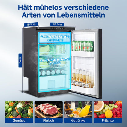 AAOBOSI Kompressor Kühlbox 83 L – Mit App-Steuerung, 12/24 V, bis -20 °C, elektrische Kühlbox mit LED für Auto, Wohnwagen, Camping & Reisen