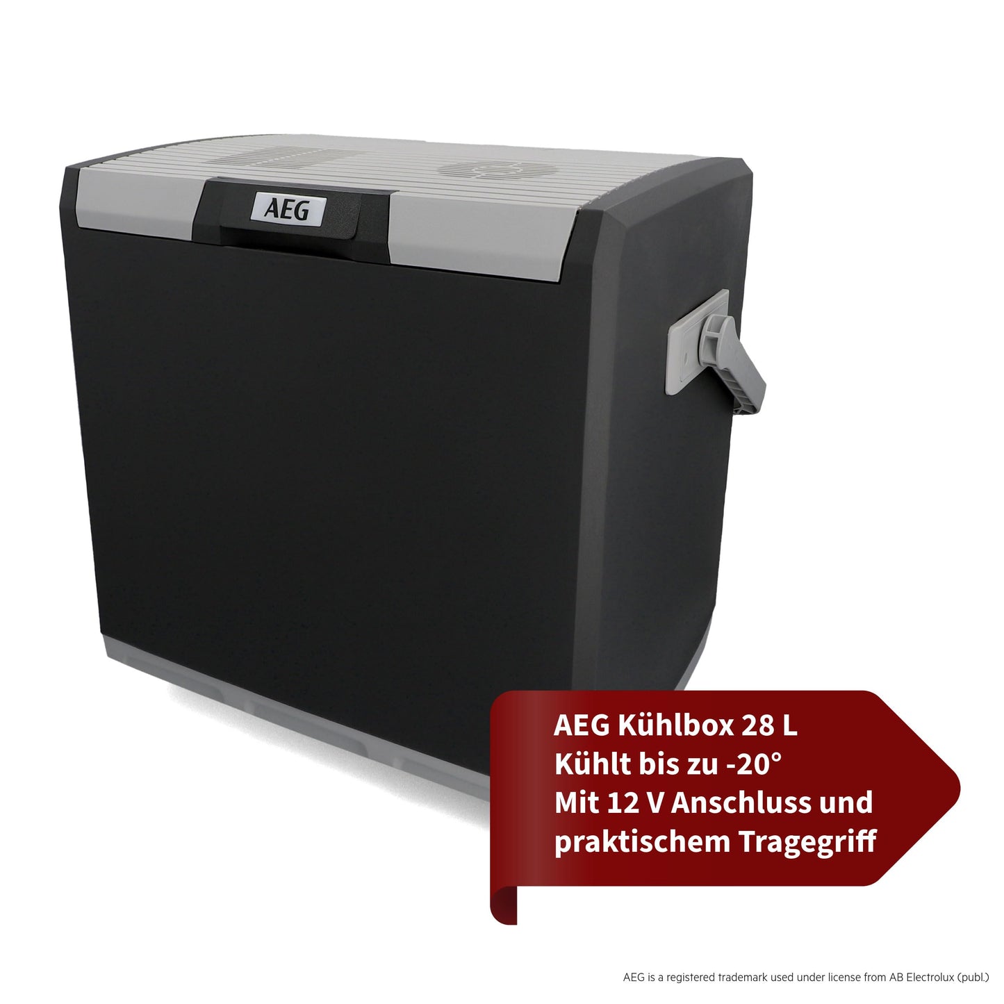 AEG Automotive Thermoelektrische Kühlbox KK 28 Liter, 12/230 Volt für Auto und Steckdose, schwarz
