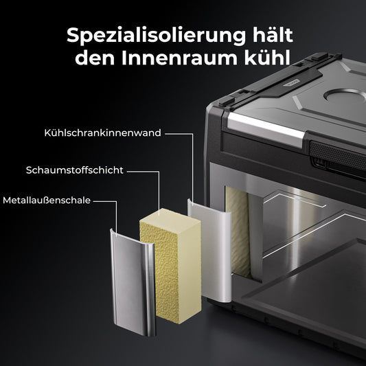 BougeRV Rocky2 Kompressor Kühlbox 39 L – Mit 173Wh Akku, Dual Zone, 12/24 V & 230 V, Solaraufladung, bis -20 °C, für Auto, Camping & Reisen