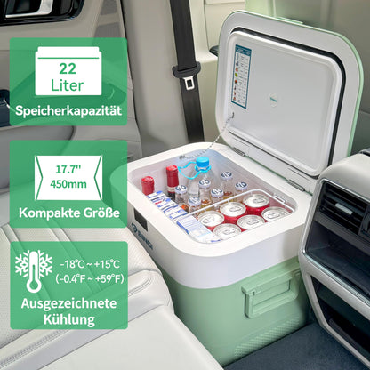 BINGI Kompressor Kühlbox 22 L – Tragbarer Auto-Kühlschrank 12/24 V & 230 V, Mini-Gefrierschrank -18 °C bis 15 °C für Auto, Camping & Zuhause