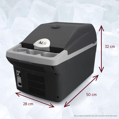 AEG Automotive Board-Bar BK 16 Thermoelektrische Kühl- und Warmhaltebox 16 Liter, 12 Volt für Auto und Steckdose, anschnallbar im PKW