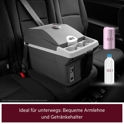 AEG Automotive Board-Bar BK 16 Thermoelektrische Kühl- und Warmhaltebox 16 Liter, 12 Volt für Auto und Steckdose, anschnallbar im PKW