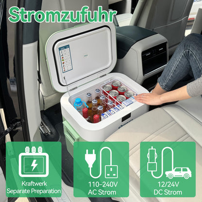 BINGI Kompressor Kühlbox 22 L – Tragbarer Auto-Kühlschrank 12/24 V & 230 V, Mini-Gefrierschrank -18 °C bis 15 °C für Auto, Camping & Zuhause